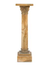 A Neoclassical Style Gilt Metal Mounted Onyx Column Form Pedestal