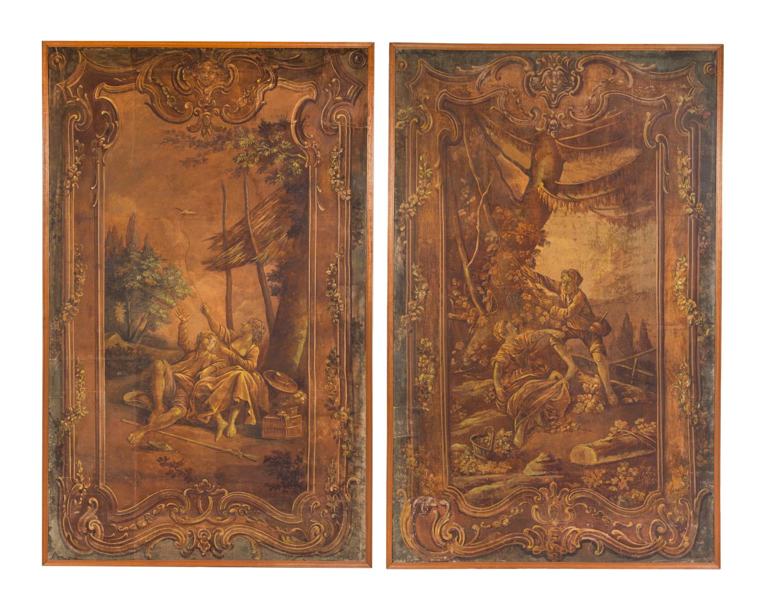 A Pair of Continental Painted Tapestry Cartoons