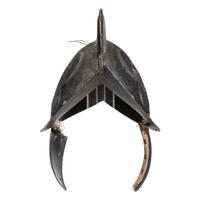 A German Black and White Comb Morian Helmet with Ear Flaps