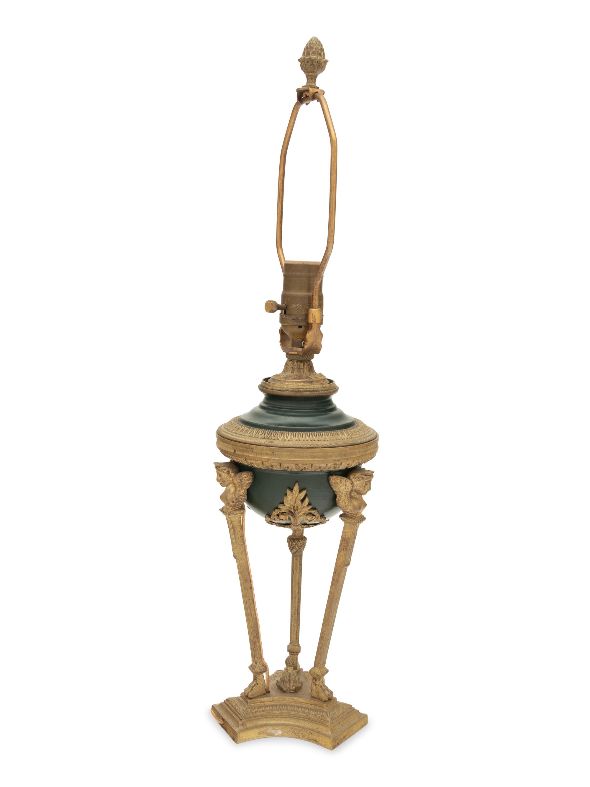 A French Gilt Bronze and Tôle Cassolette Mounted as a Lamp
