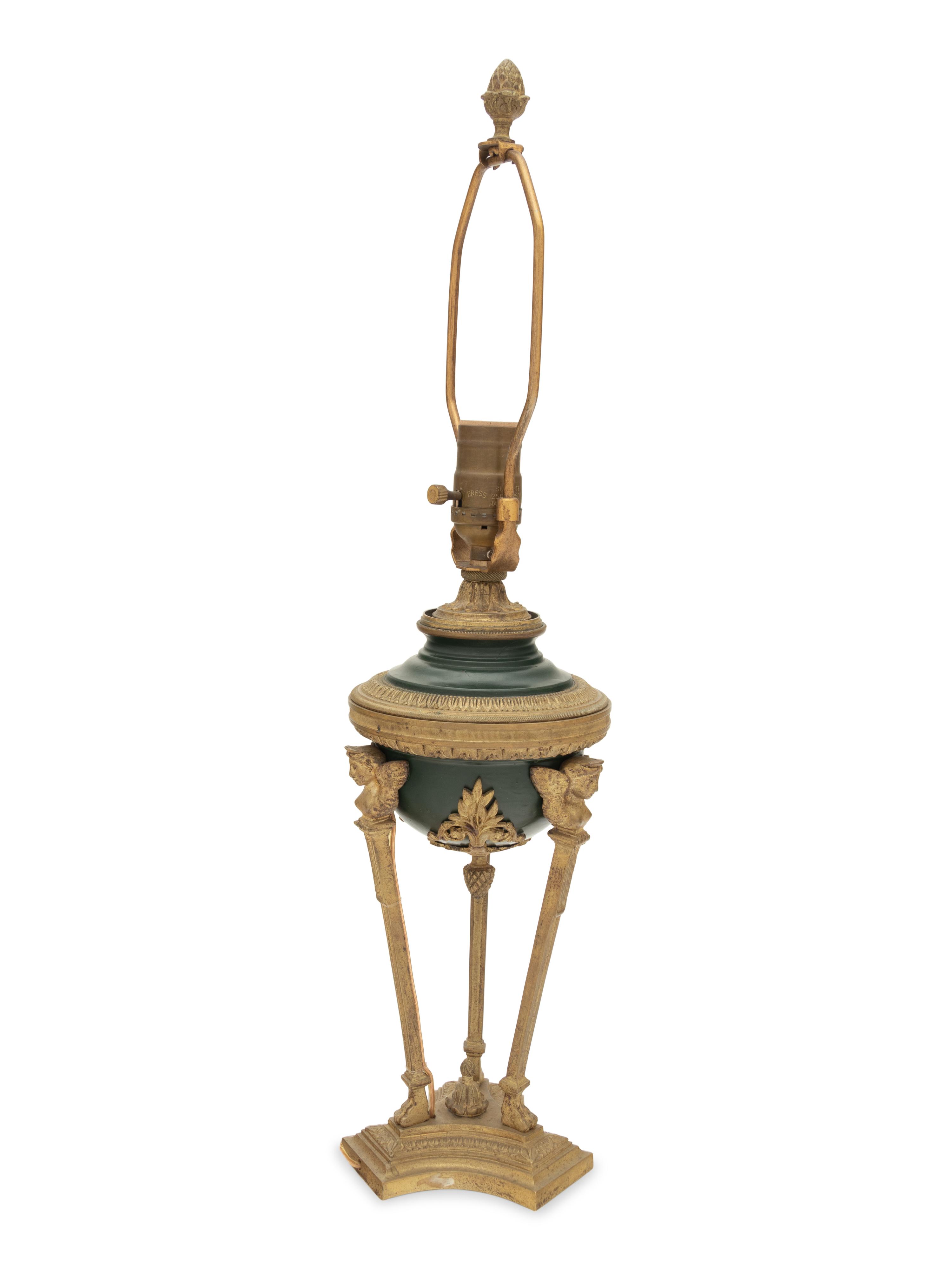 A French Gilt Bronze and Tôle Cassolette Mounted as a Lamp