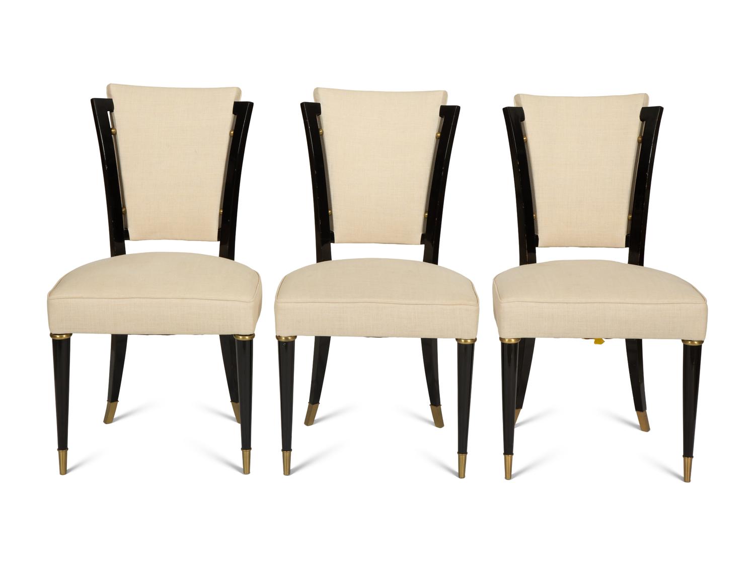 A Set of Ten Art Deco Ebonized Dining Chairs Attributed to Maison Jansen