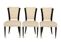 A Set of Ten Art Deco Ebonized Dining Chairs Attributed to Maison Jansen