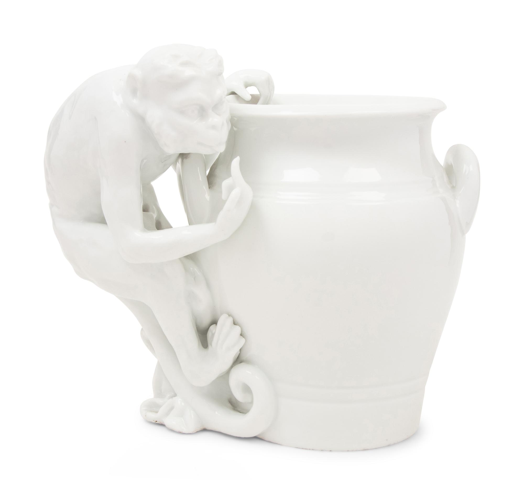 A Meissen White Glazed Porcelain Vase