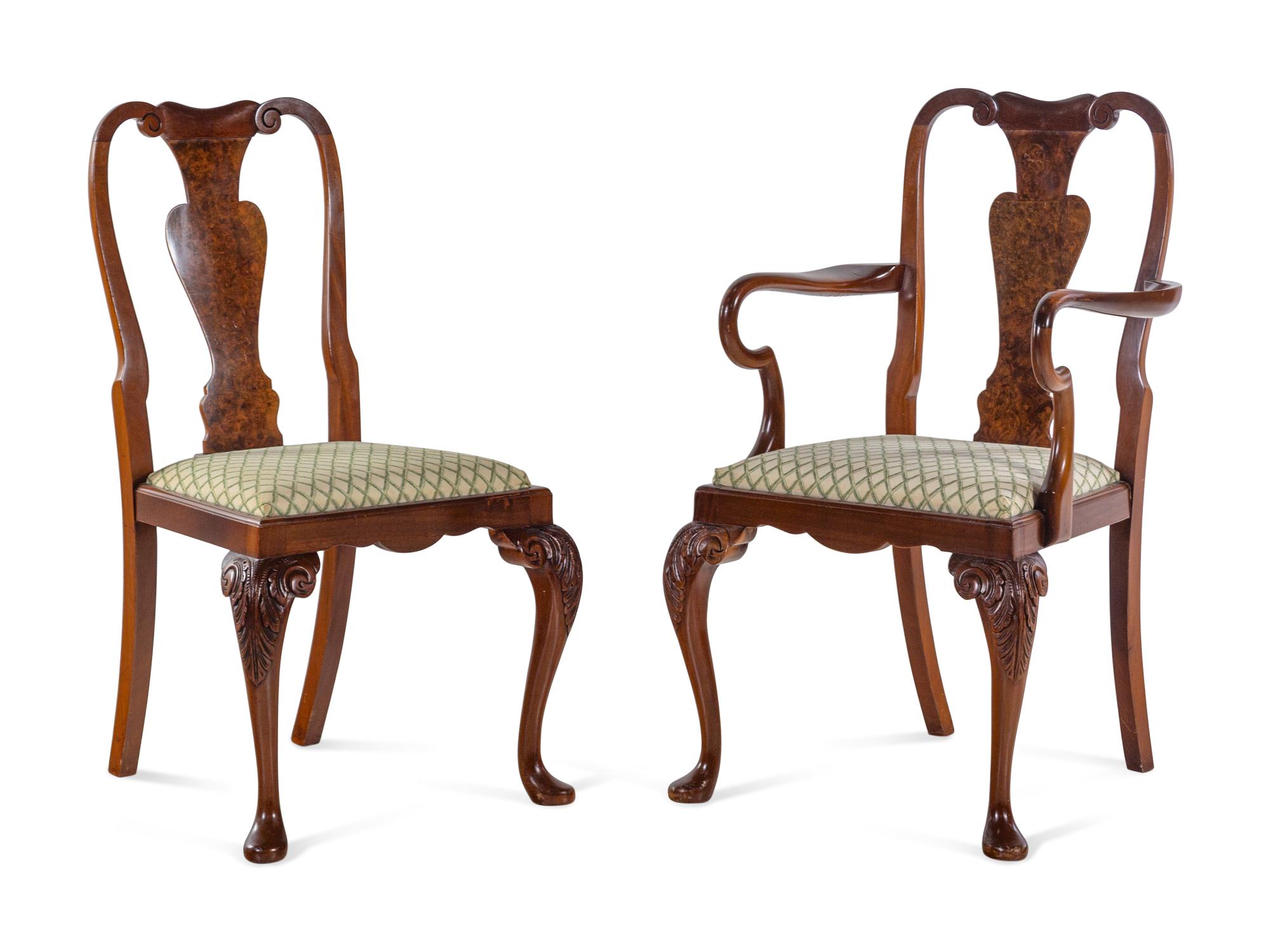 A Set of Eight George I Style Walnut Dining Chairs