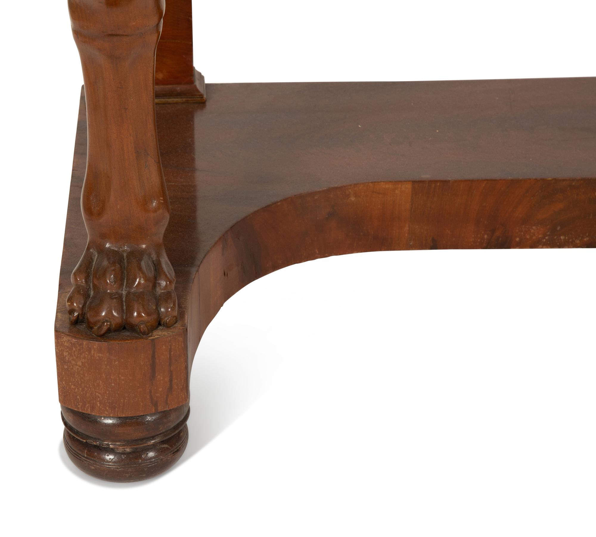 A Regency Style Mahogany Marble-Top Console Table — 20th Century