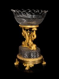 A Louis Philippe Gilt Bronze and Cut Glass Centerpiece Bowl