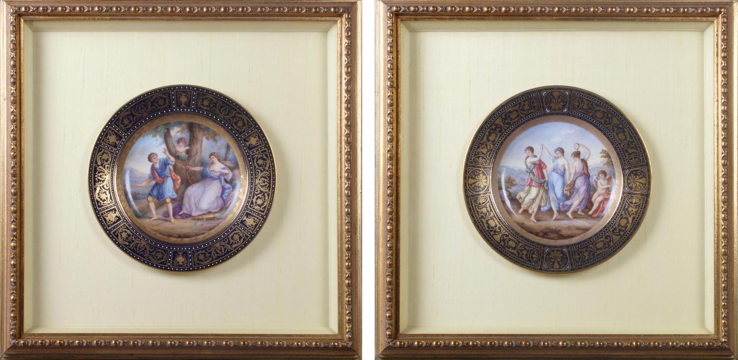 A Group of Two Royal Vienna Porcelain Plates, Diameter 9 1/2 inches.