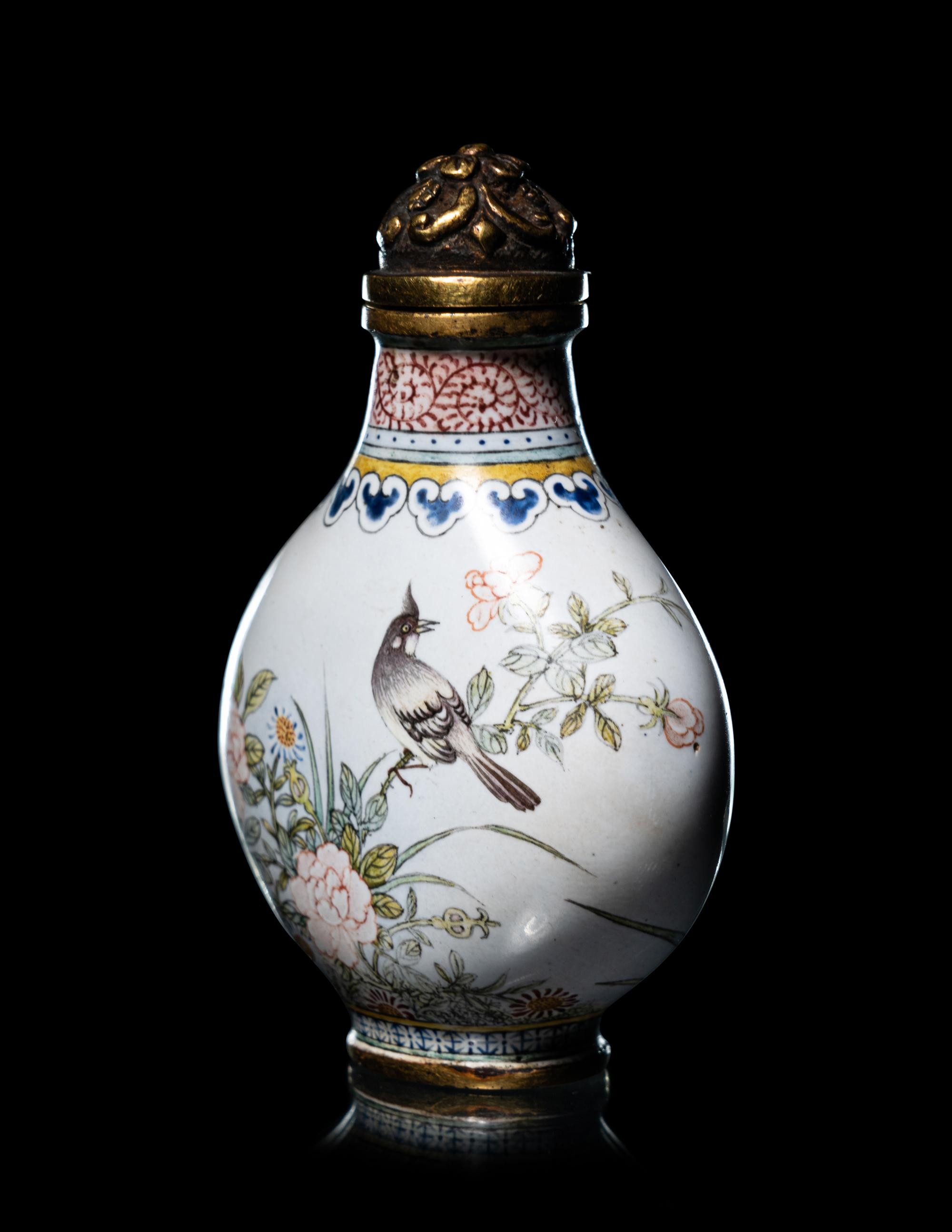 A Set of Six Peking Enamel on Copper Snuff Bottles