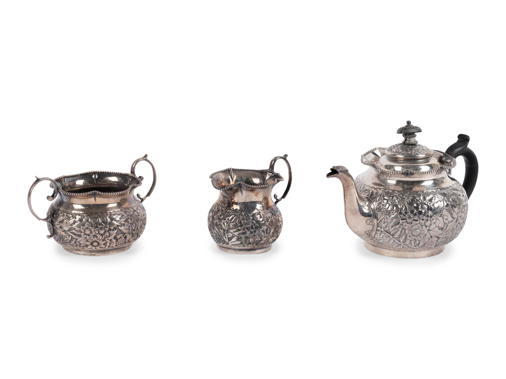 A Victorian Silver Three-Piece Tea Service