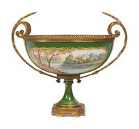 A Sèvres Style Gilt Bronze Mounted Porcelain Centerpiece