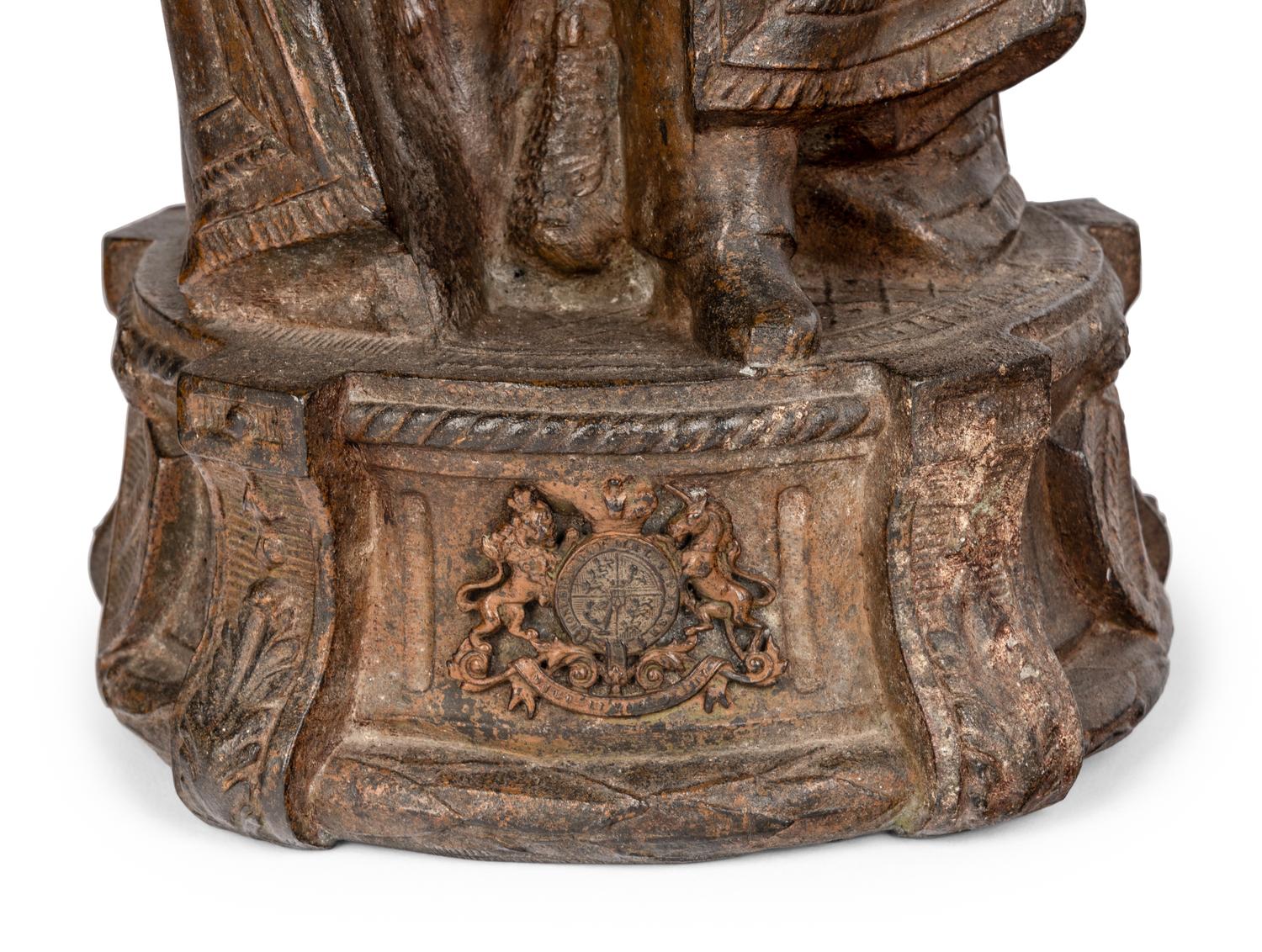 A Pair of Edwardian Cast Metal Commemorative Models of Edward VII and Queen Alexandra