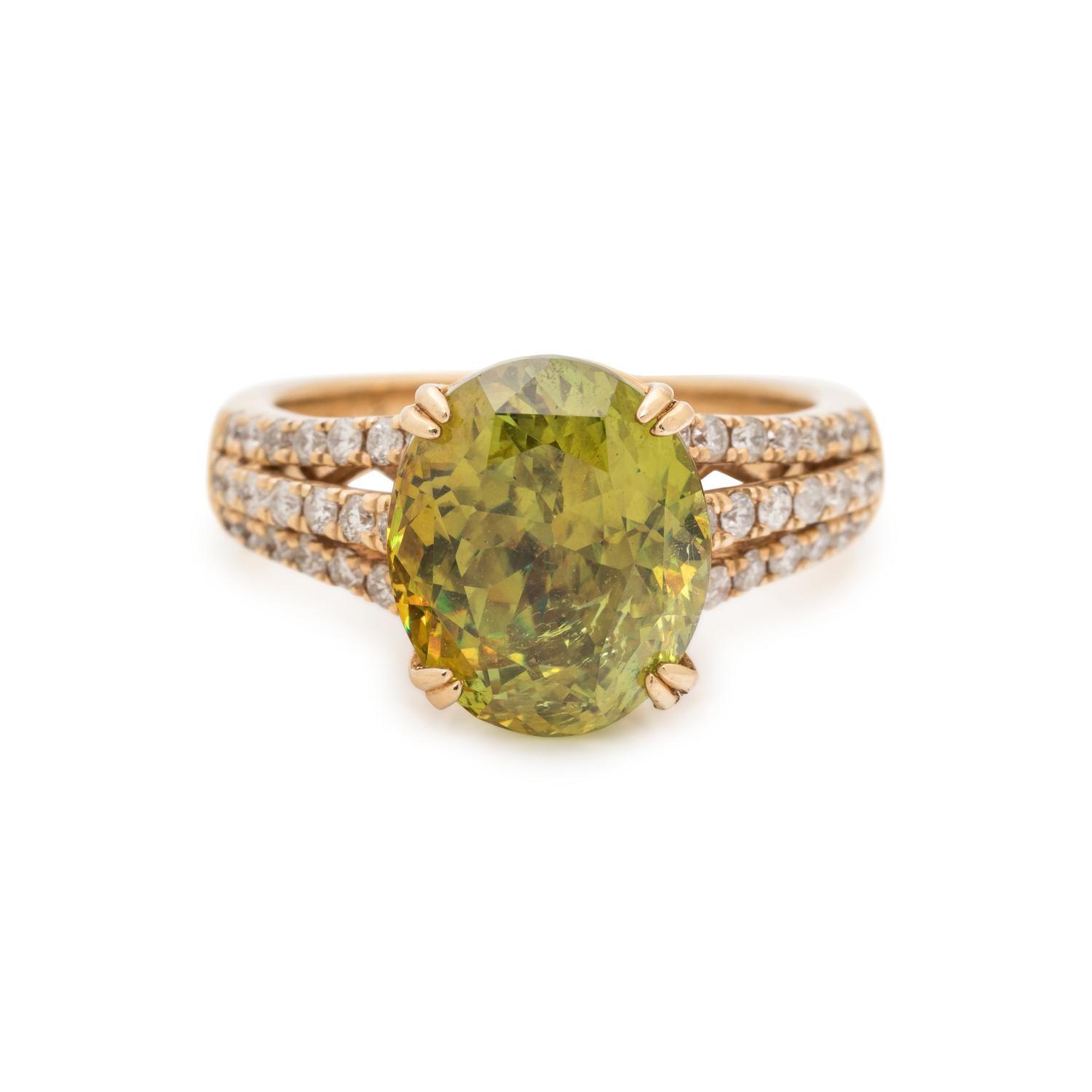 SPHENE AND DIAMOND RING