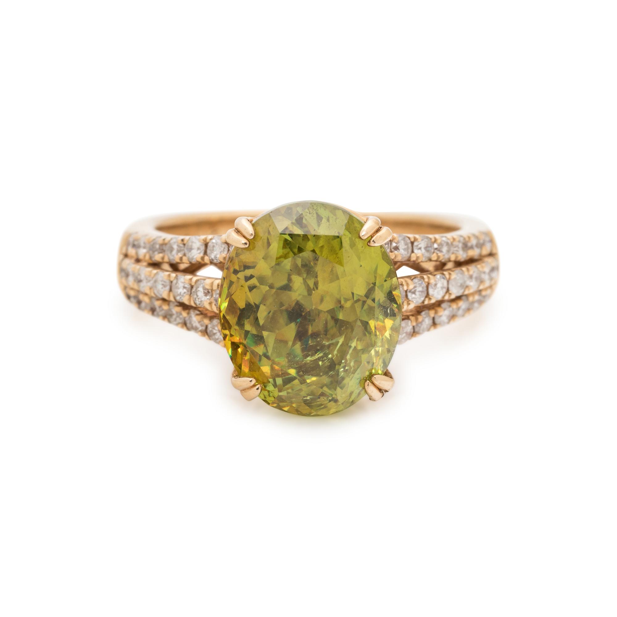SPHENE AND DIAMOND RING