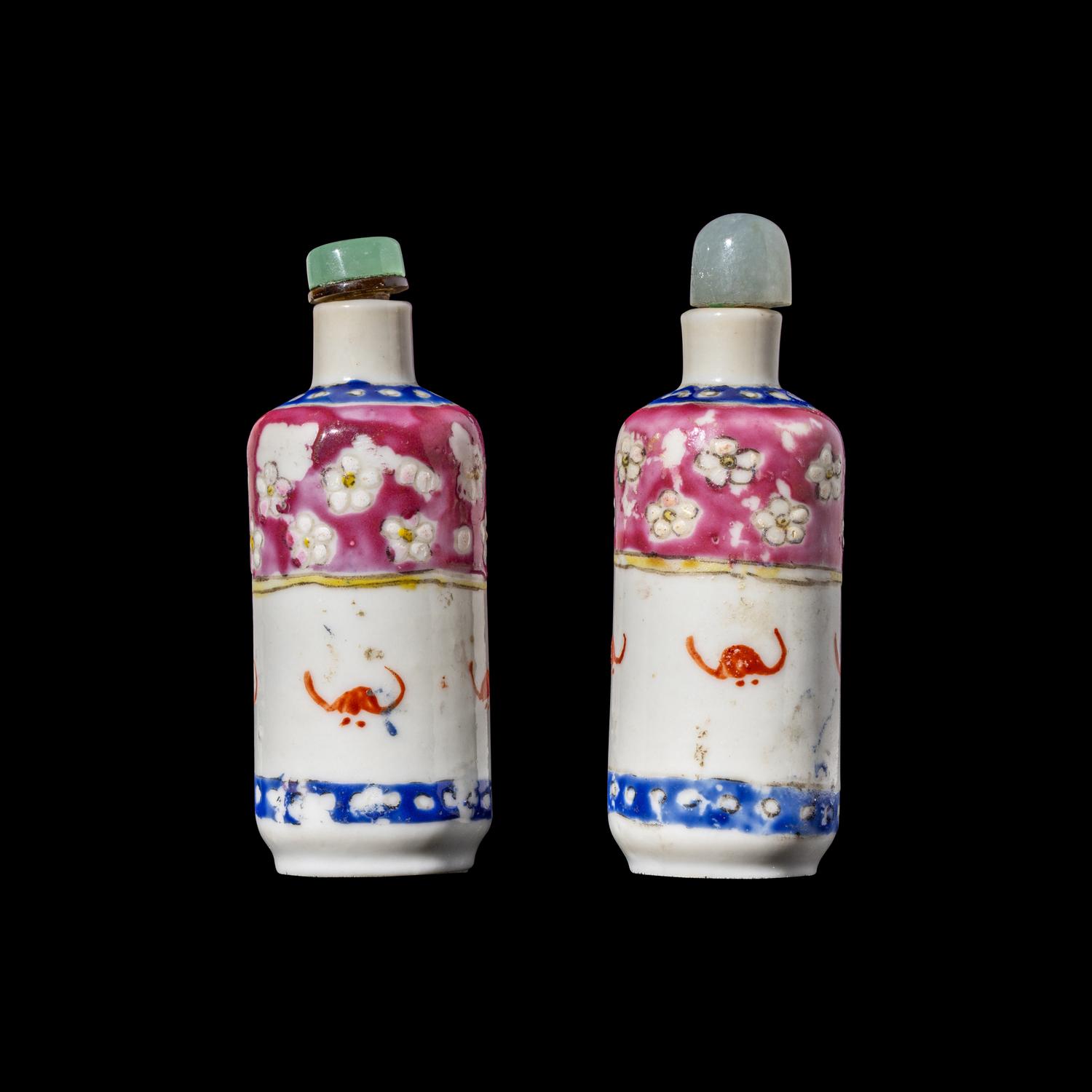 RELEASED TO MUSEUM - A Pair of Chinese Famille Rose Porcelain Snuff Bottles
