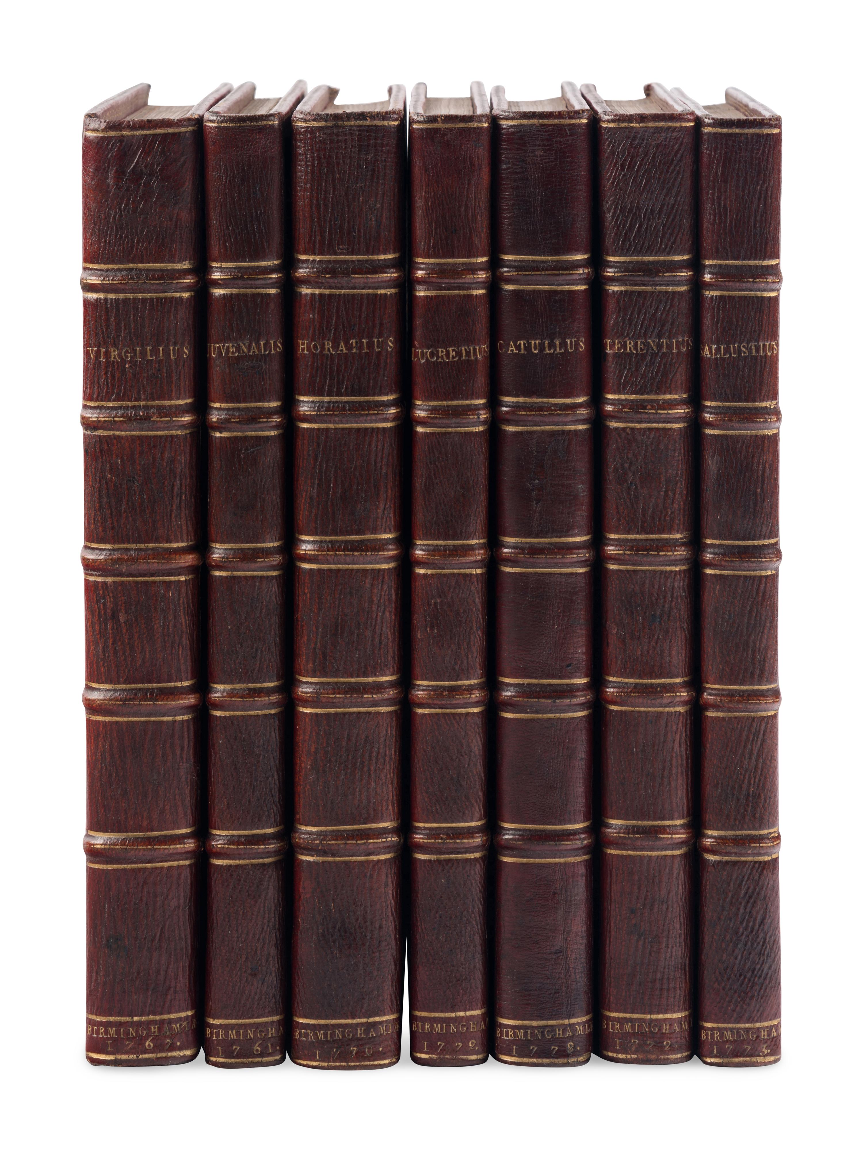 [BASKERVILLE PRESS]. A complete bound set of classical texts uniformly bound in fine 18th-century morocco, all published in Birmingham by Baskerville, comprising: