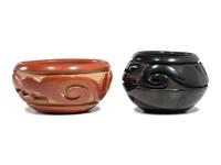 Carved Red and Blackware Pottery