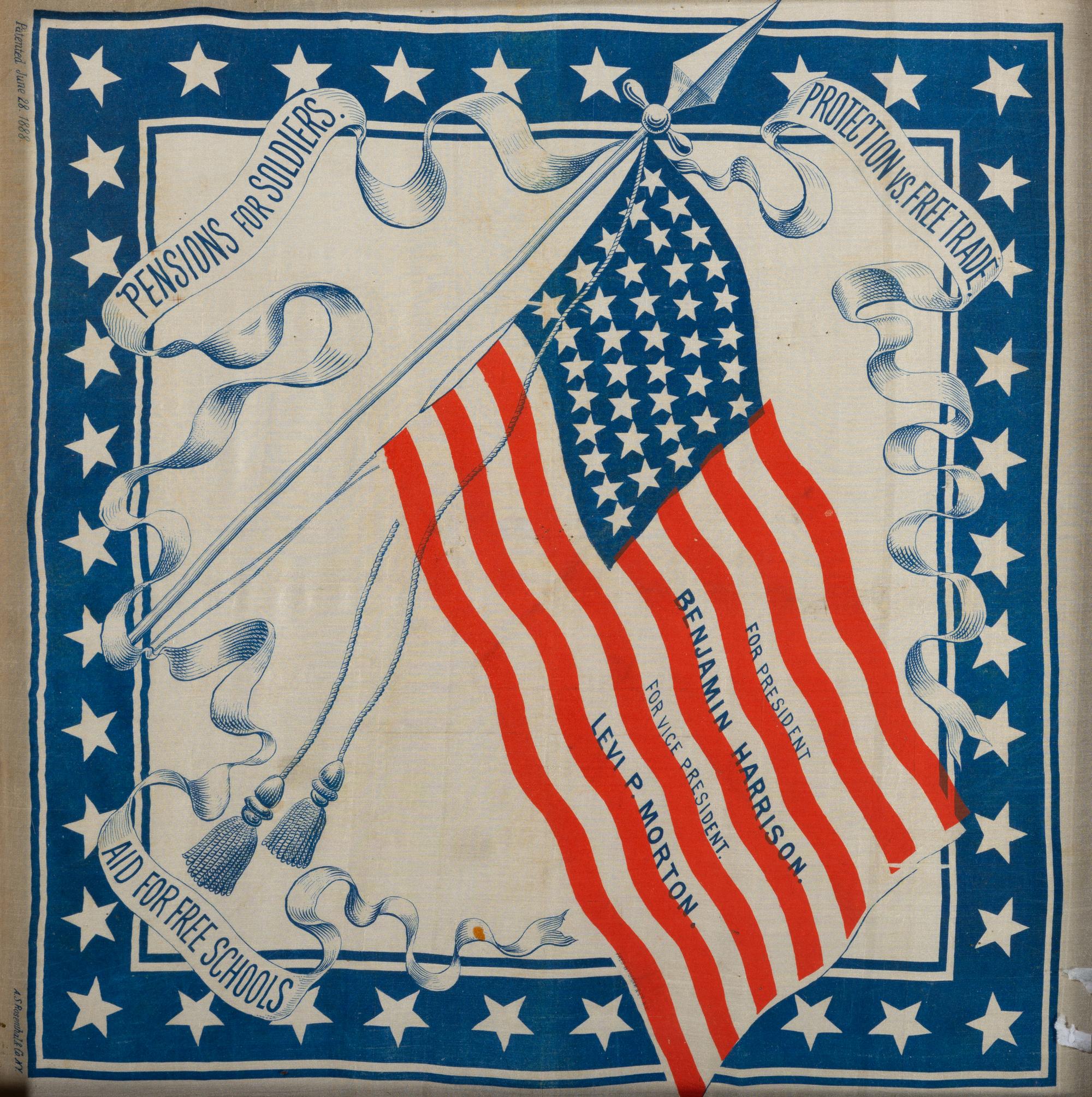 A Harrison and Morton American Flag Campaign Banner
