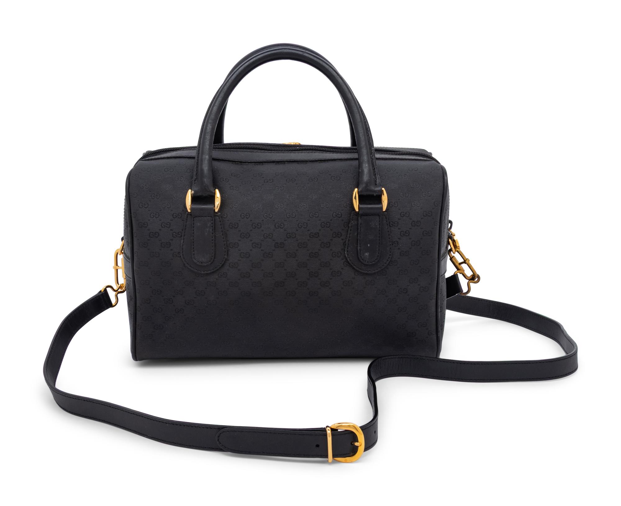 Gucci, Black Monogram Boston Handbag