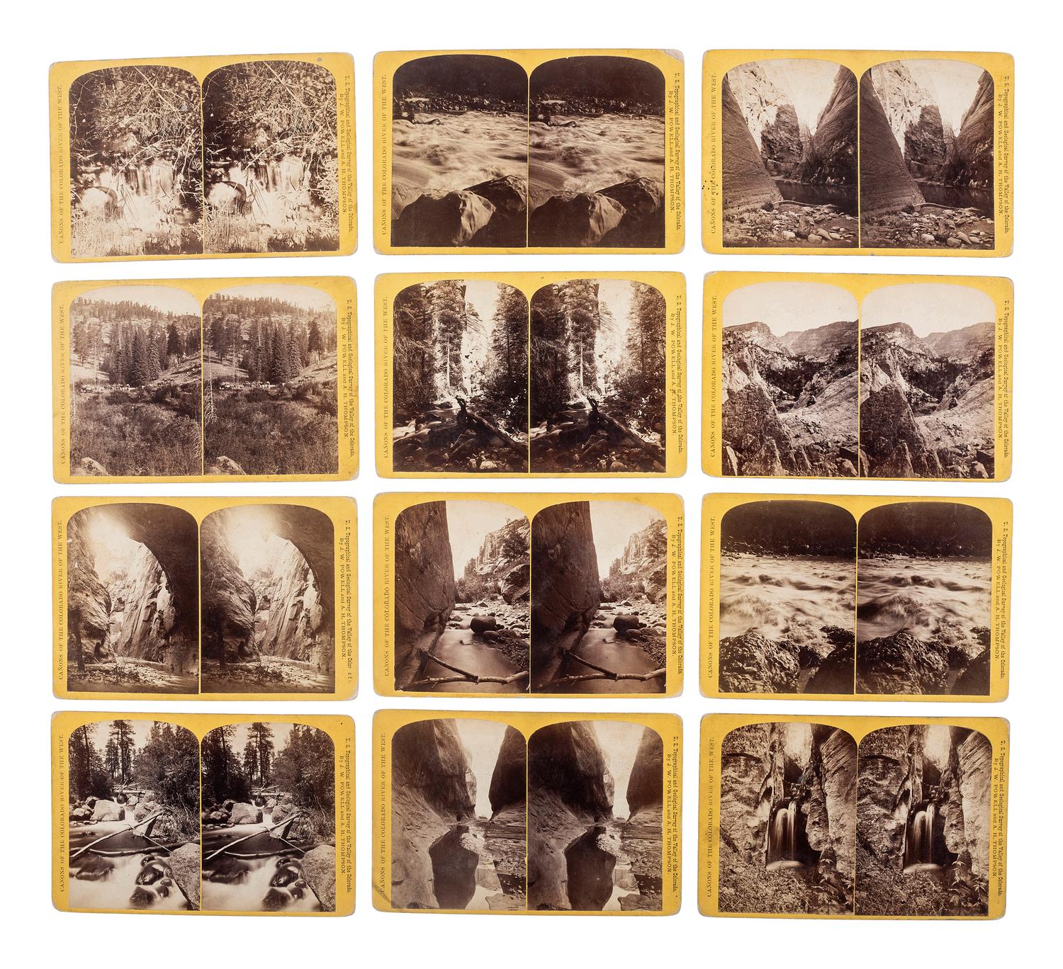 [NATIVE AMERICANS]. HILLERS, John Karl. (1843-1925), photographer. A group of 22 Powell Expedition stereoviews of Native American subjects and landscape views, including:
