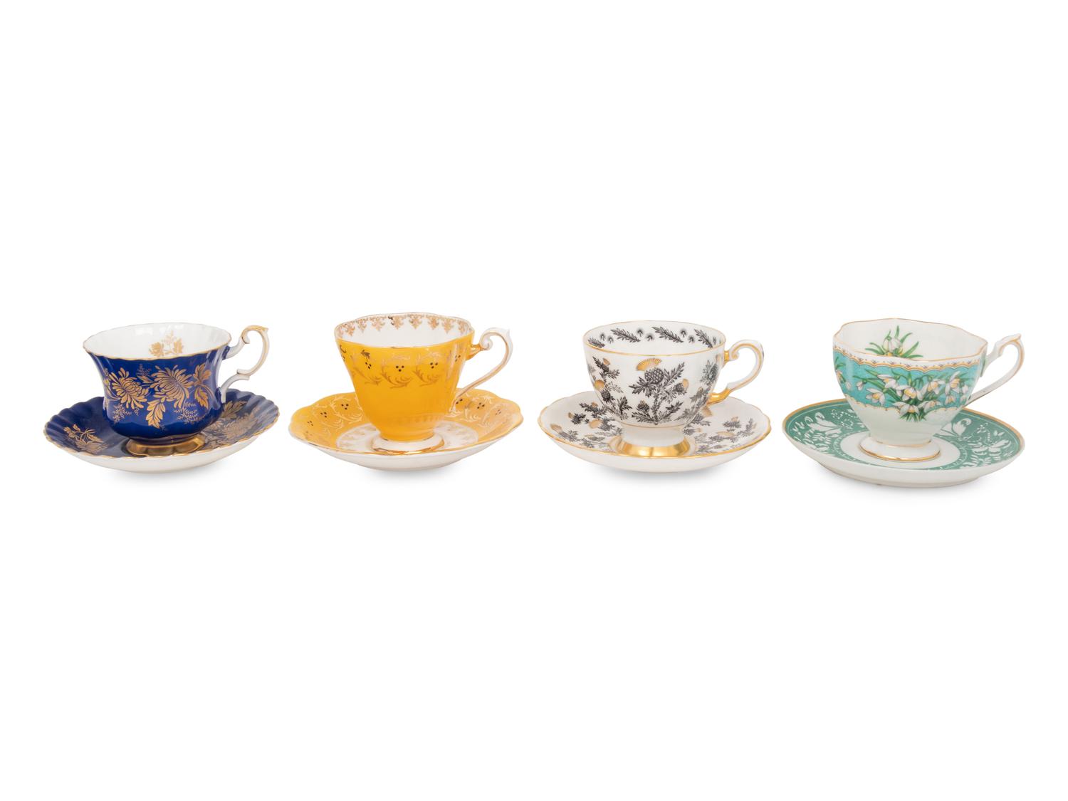 A Collection of Porcelain Cups and Saucers