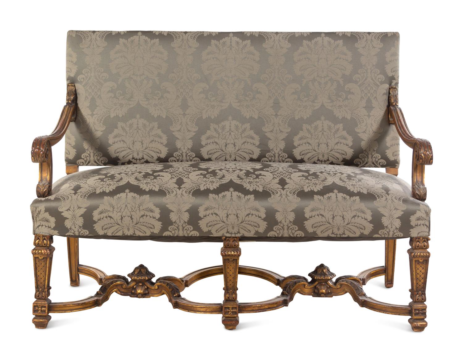 A Louis XIV Style Giltwood Settee