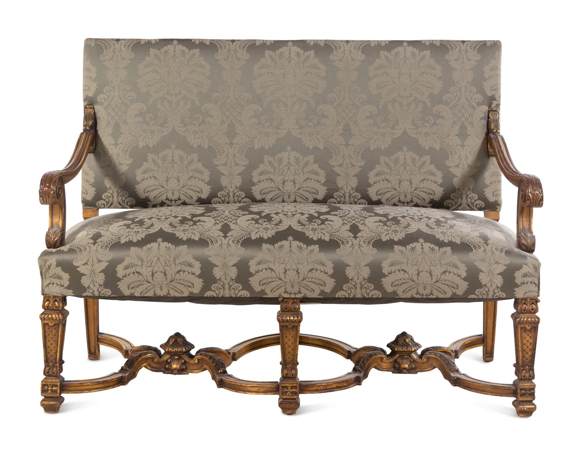 A Louis XIV Style Giltwood Settee