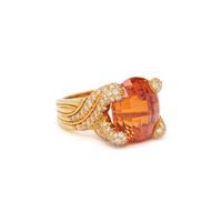 HENRY DUNAY, SPESSARTINE GARNET AND DIAMOND RING
