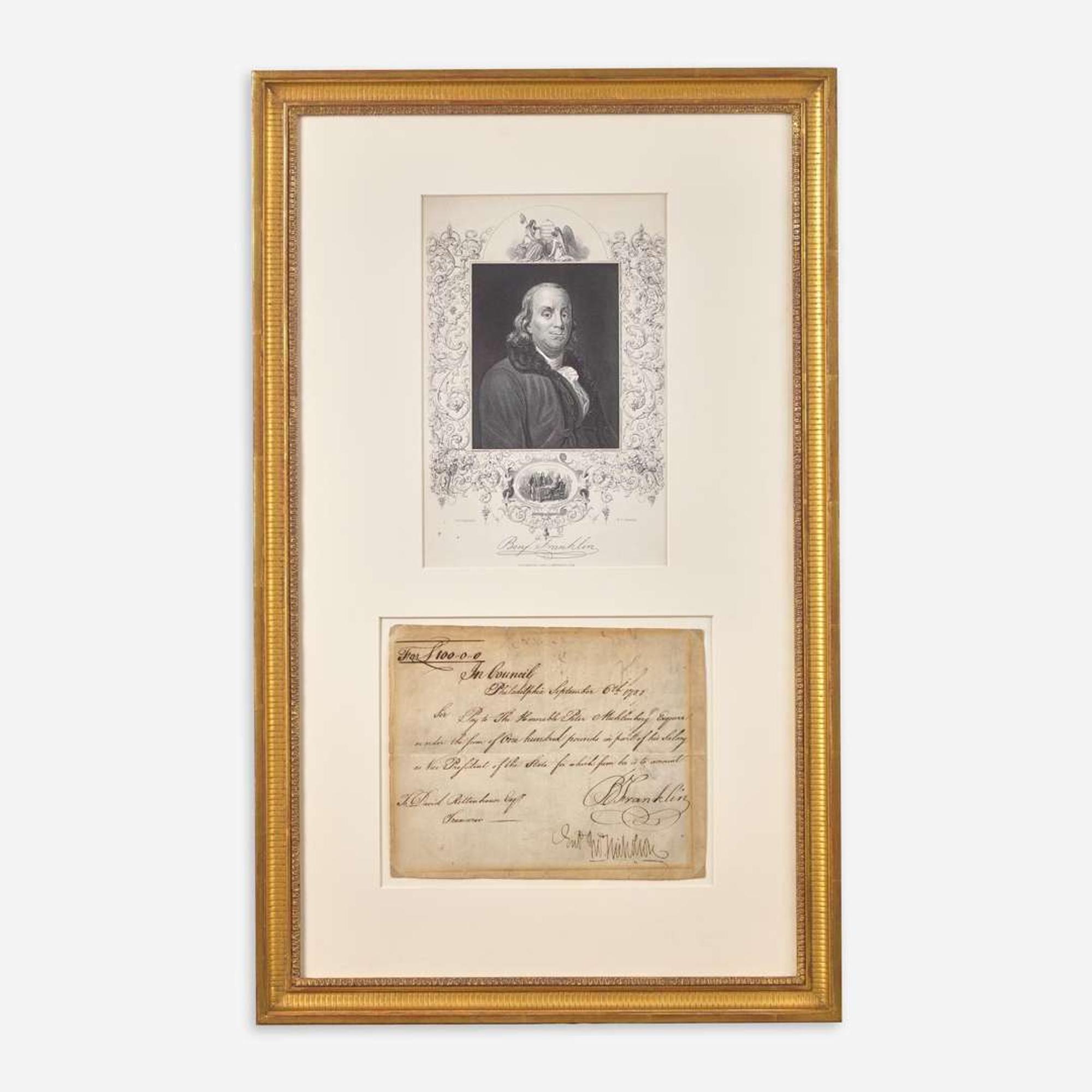 [Americana] Franklin, Benjamin Manuscript Document, signed