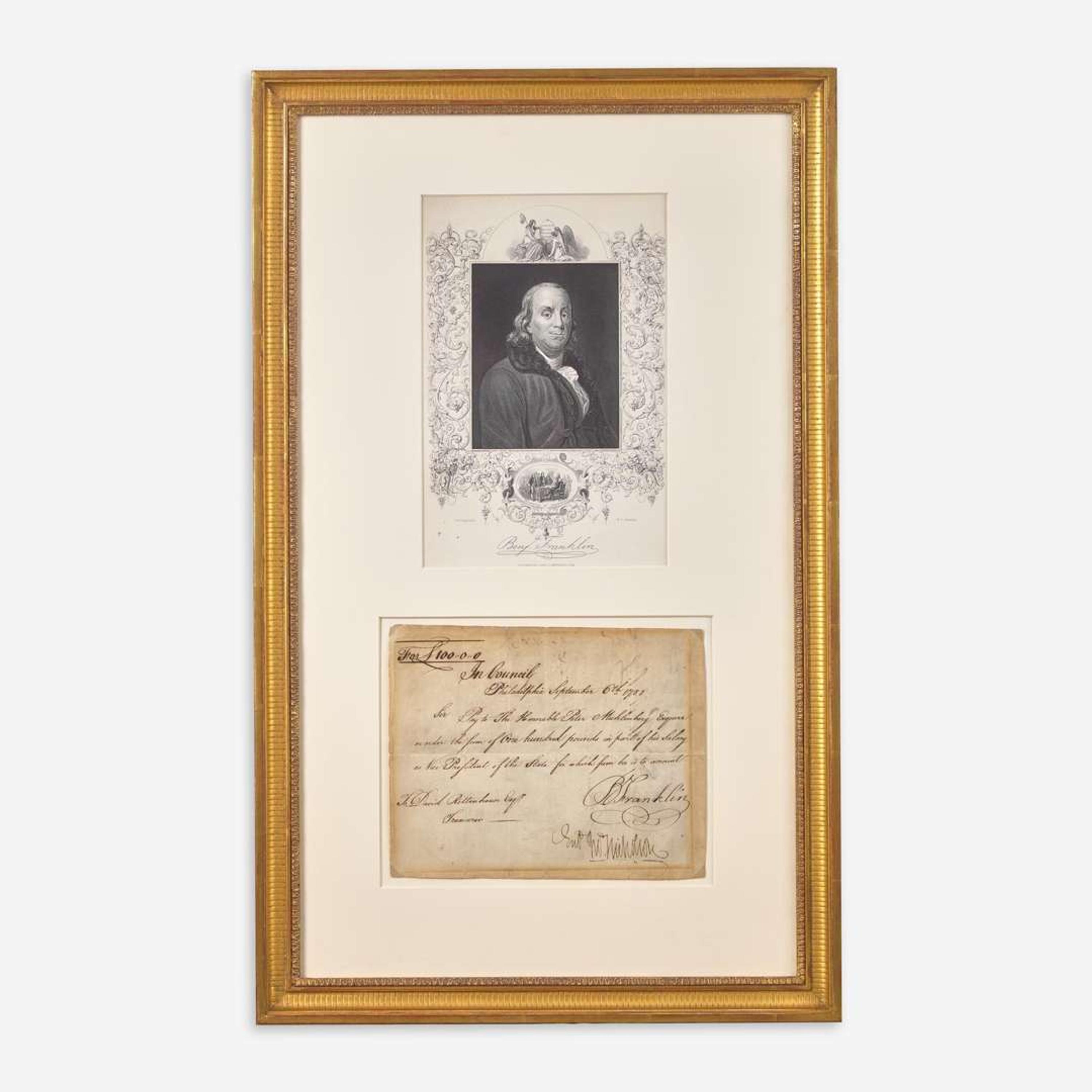 [Americana] Franklin, Benjamin Manuscript Document, signed