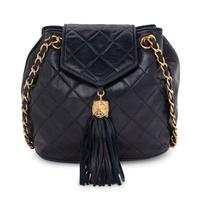 Chanel Navy Quilted Bag with Tassel, 1989-91