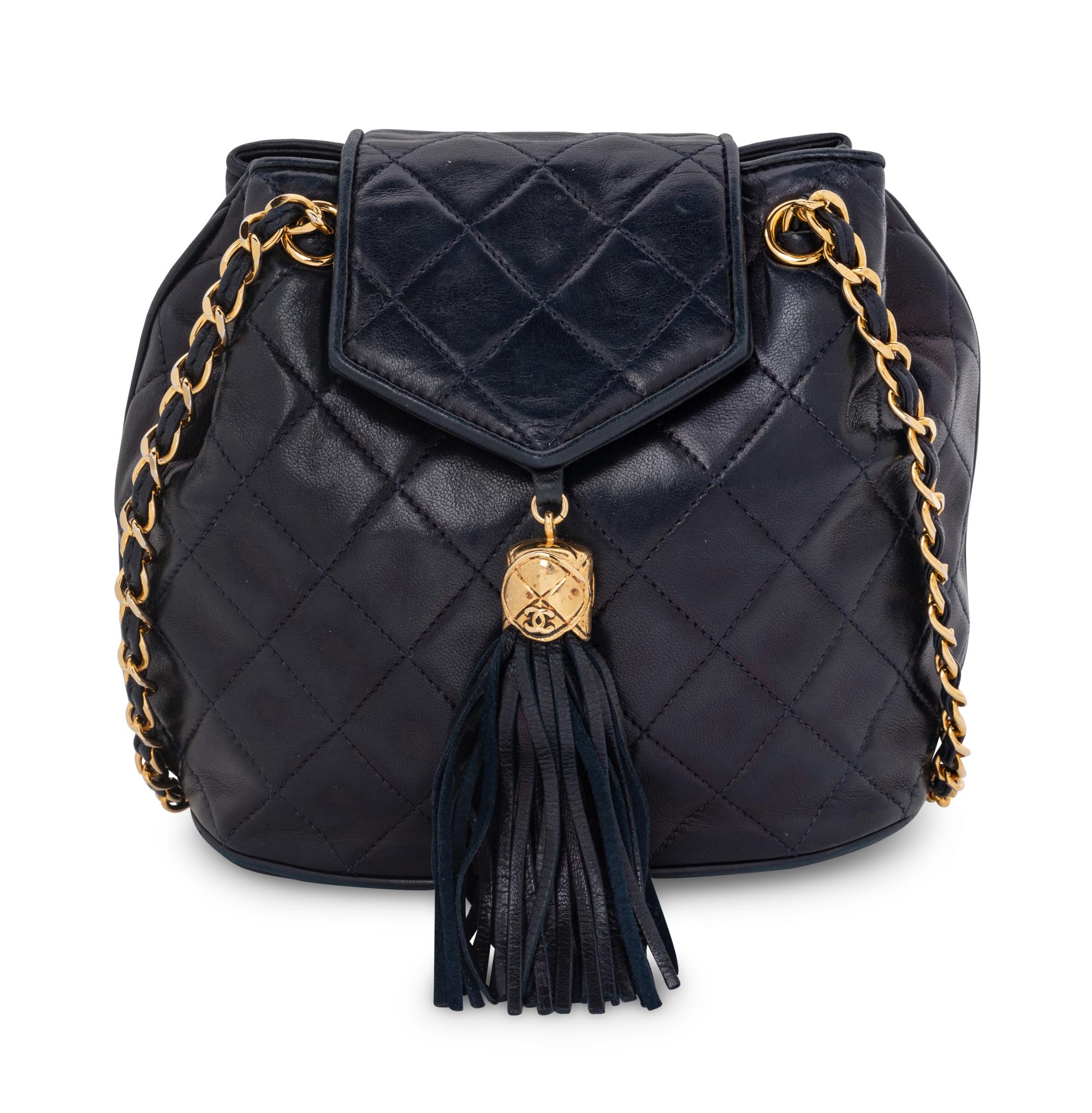 Chanel Navy Quilted Bag with Tassel, 1989-91