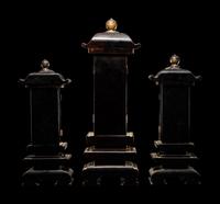 Three Japanese Gilt and Black Lacquer Shrines