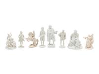 Eight Continental White-Glazed Porcelain Figures