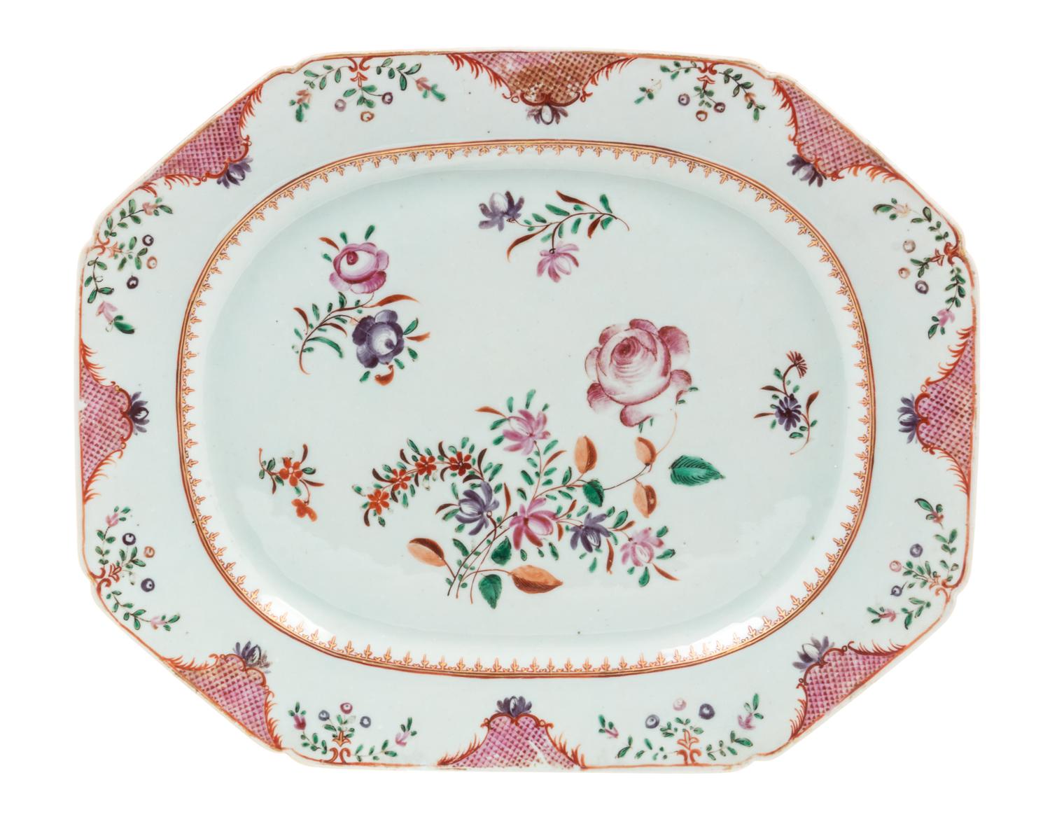 A Chinese Export Famille Rose Porcelain Platter Width 16 3/4 inches. — 19TH CENTURY