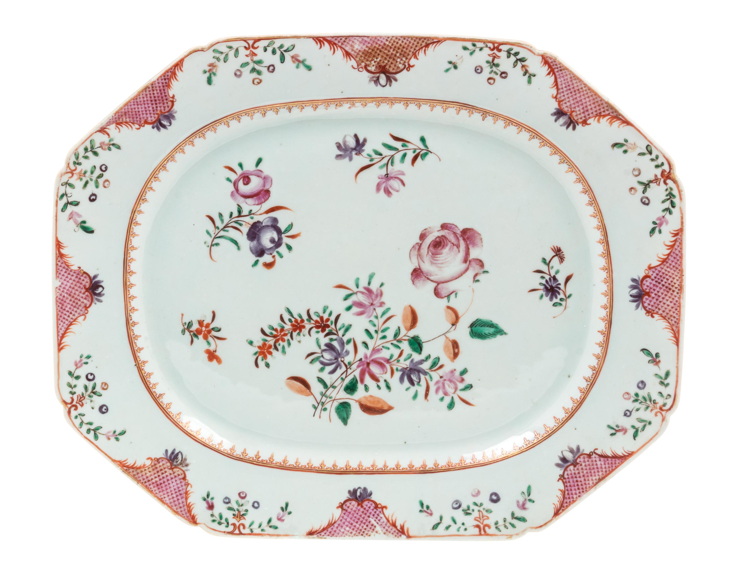 A Chinese Export Famille Rose Porcelain Platter Width 16 3/4 inches. — 19TH CENTURY
