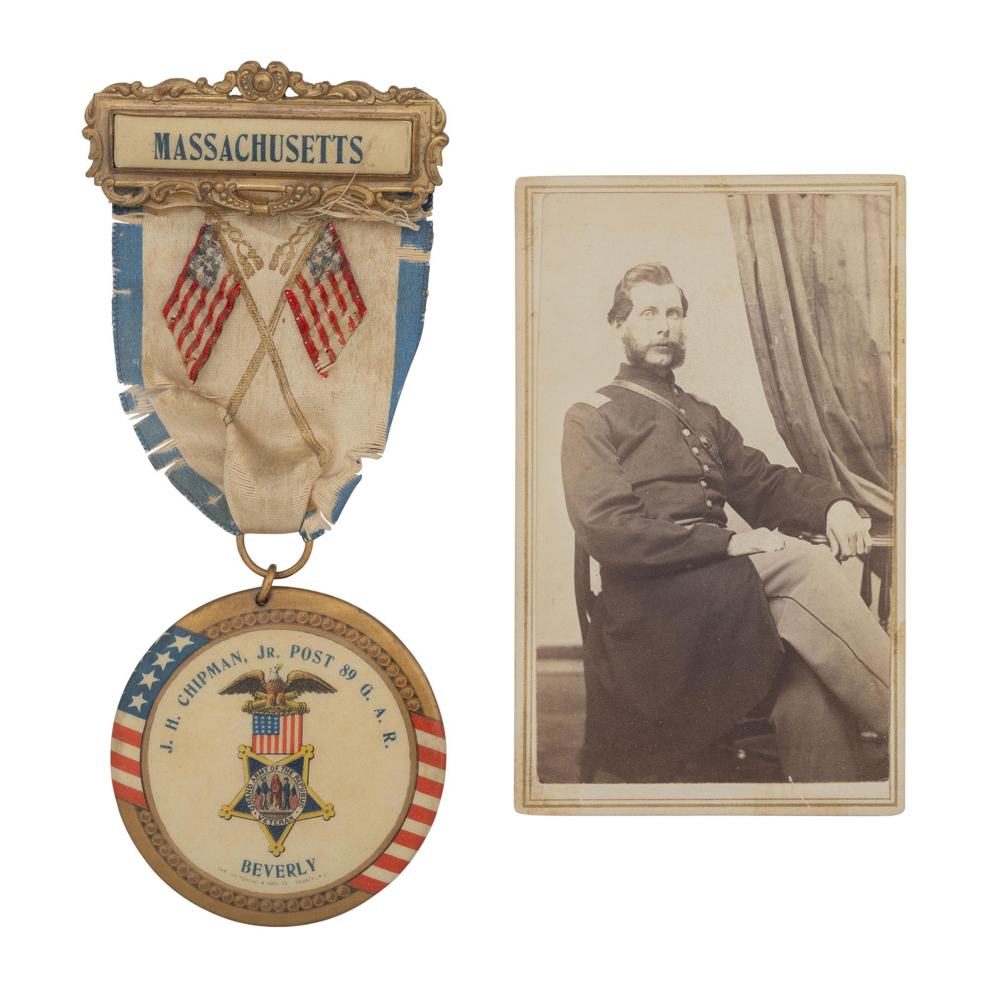 Ames Model 1850 Staff and Field Officers Sword Presented to Capt John Chipman 59th Mass - POW and WIA, with Sash, CDV and GAR Button