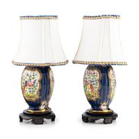 A Pair of Worcester Porcelain Vases Mounted as Lamps
