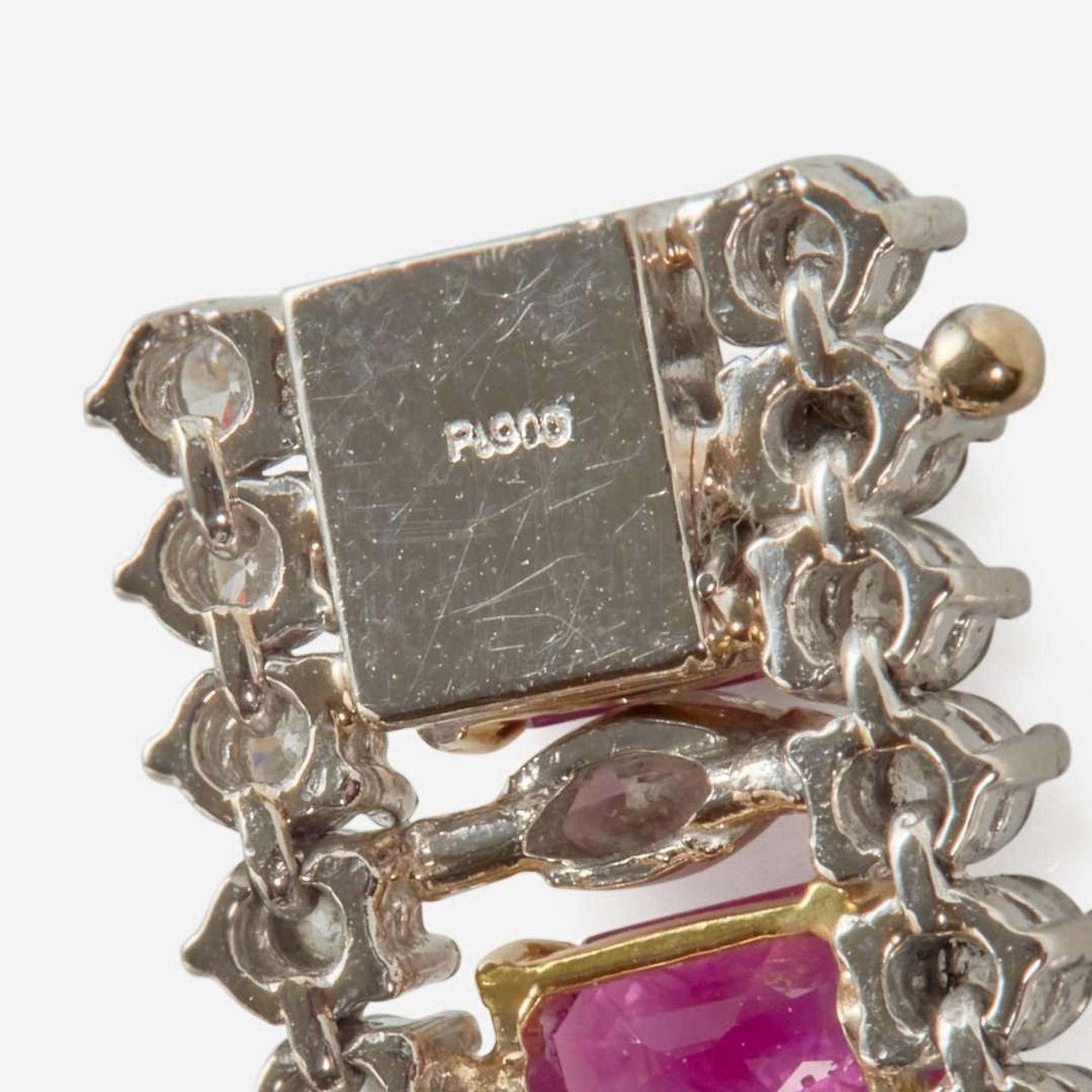 A Platinum, Yellow Gold, Ruby, and Diamond Bracelet