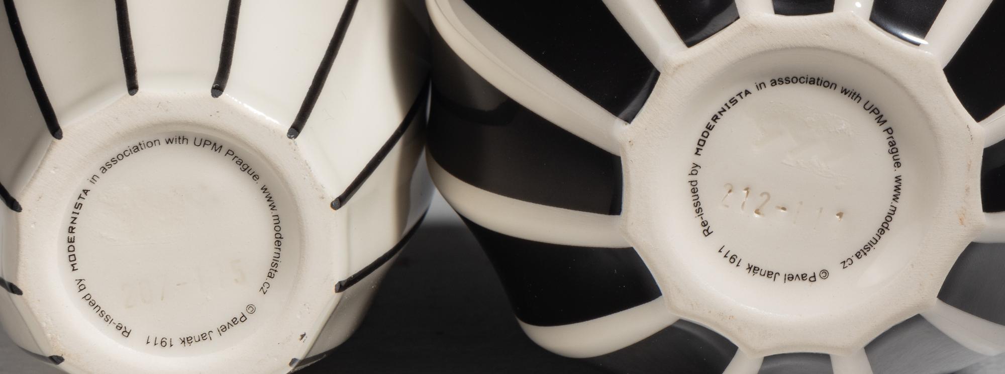 Two Fluted Ceramic Vases, c. 2000 Modernista & UPM, Prague