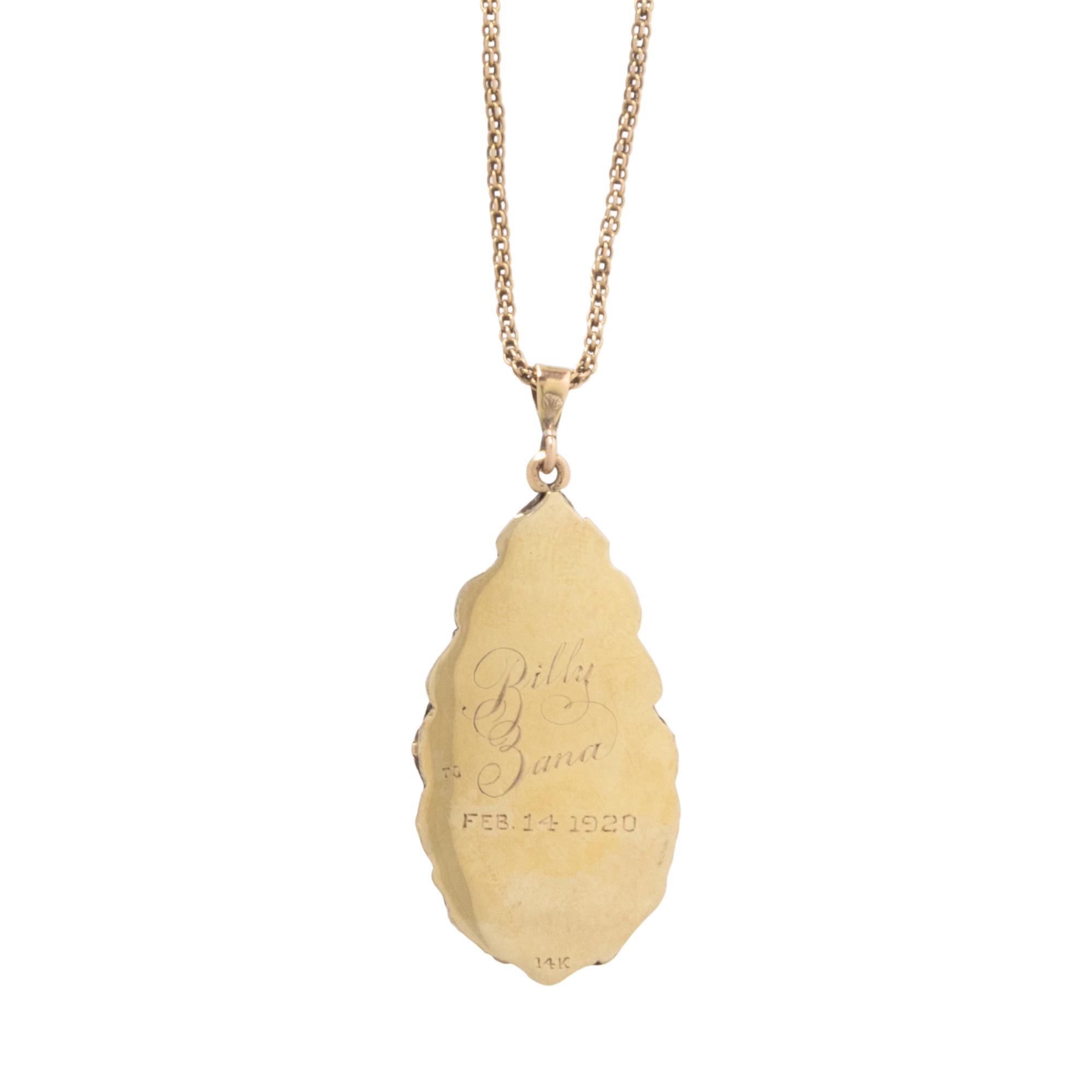 ARTS & CRAFTS, YELLOW GOLD AND BLISTER PEARL PENDANT NECKLACE