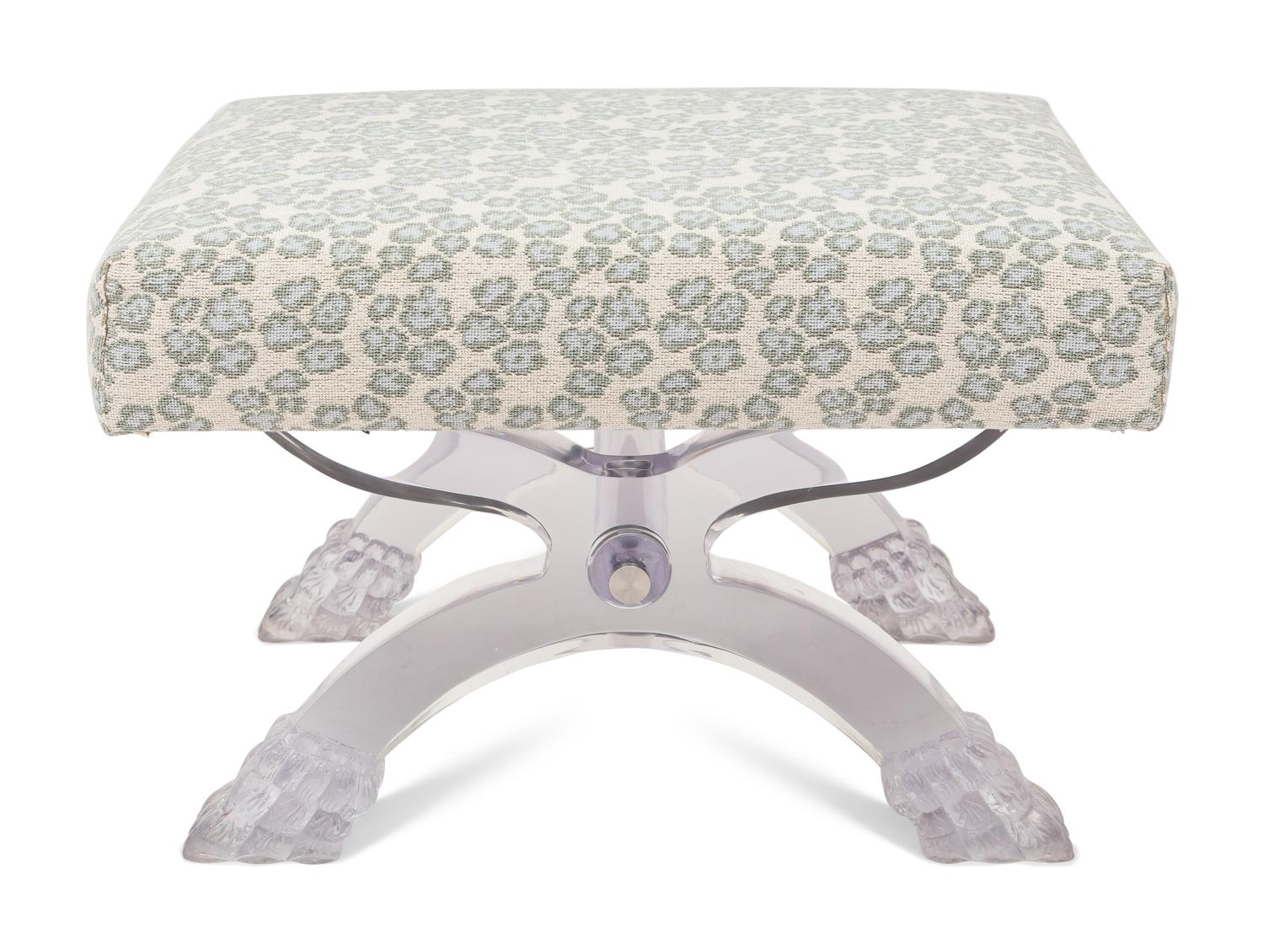 An Acrylic and Metal Curule Ottoman