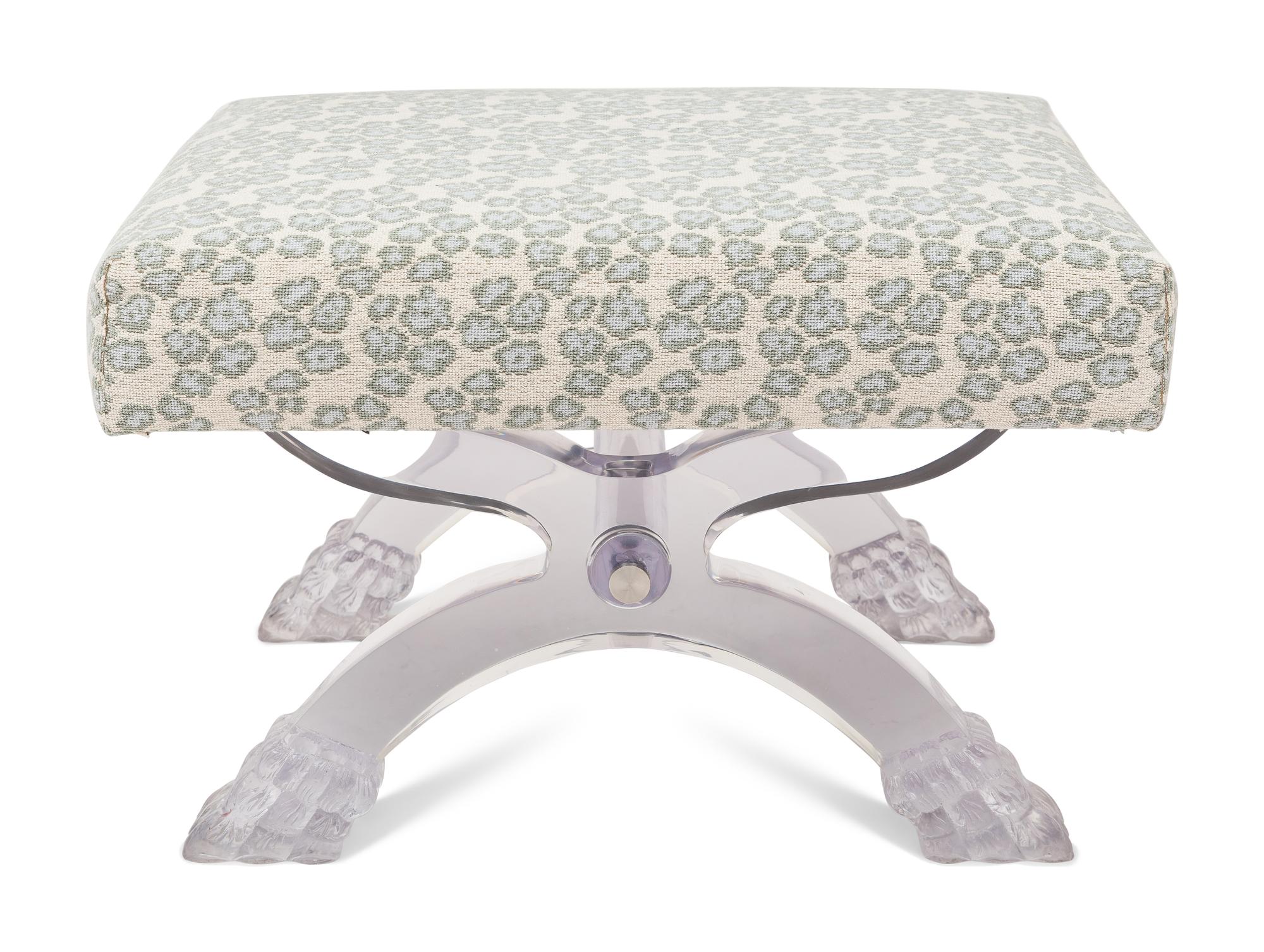 An Acrylic and Metal Curule Ottoman