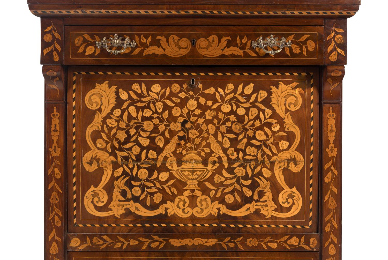 A Dutch Marquetry Secrétaire à Abattant