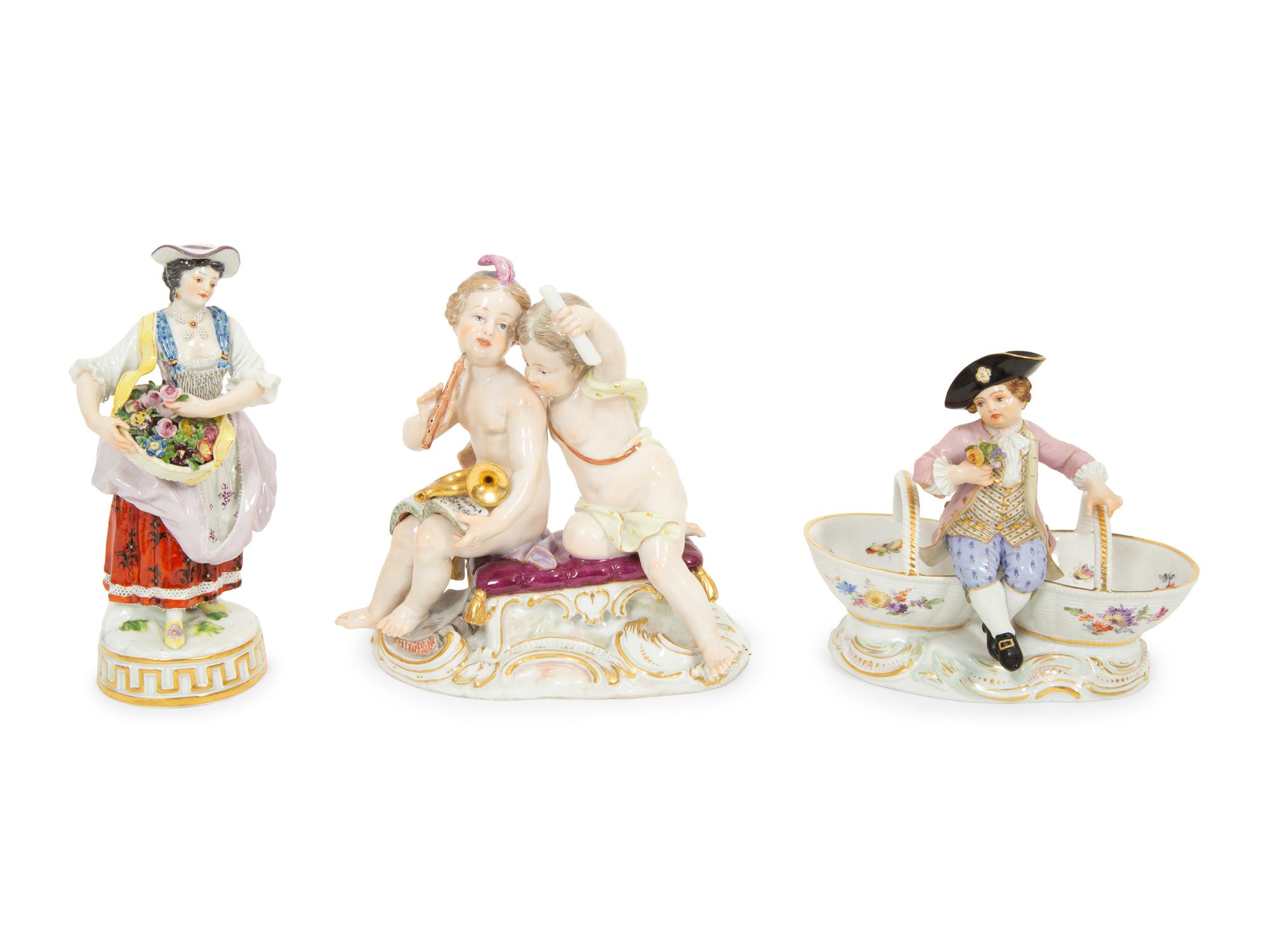 Three Meissen Porcelain Figural Groups