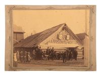 [HARRISON, Benjamin]. Albumen photographs showing Harrison and Morton campaign and Republican log cabins.