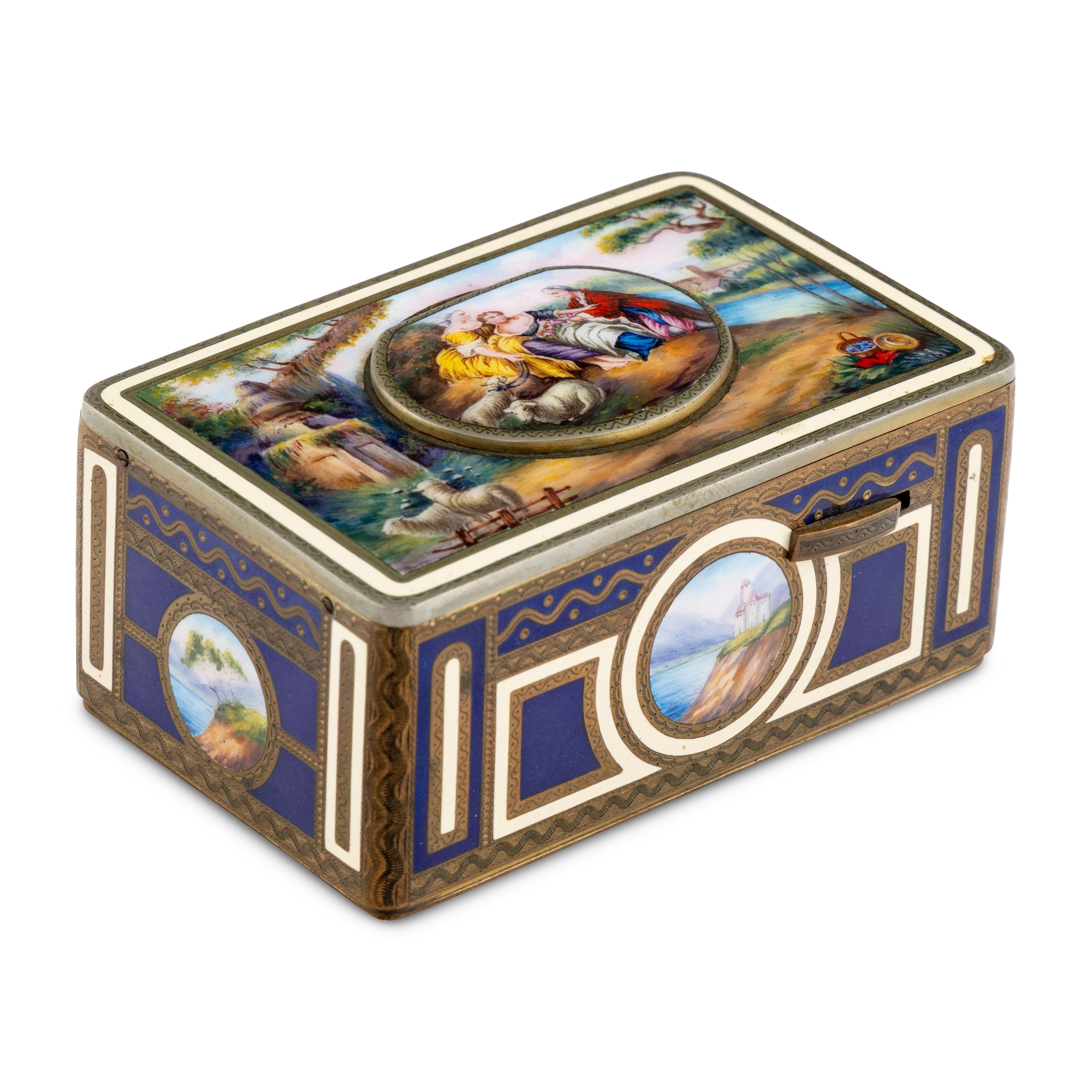 A German Enameled Singing Bird Automaton Box