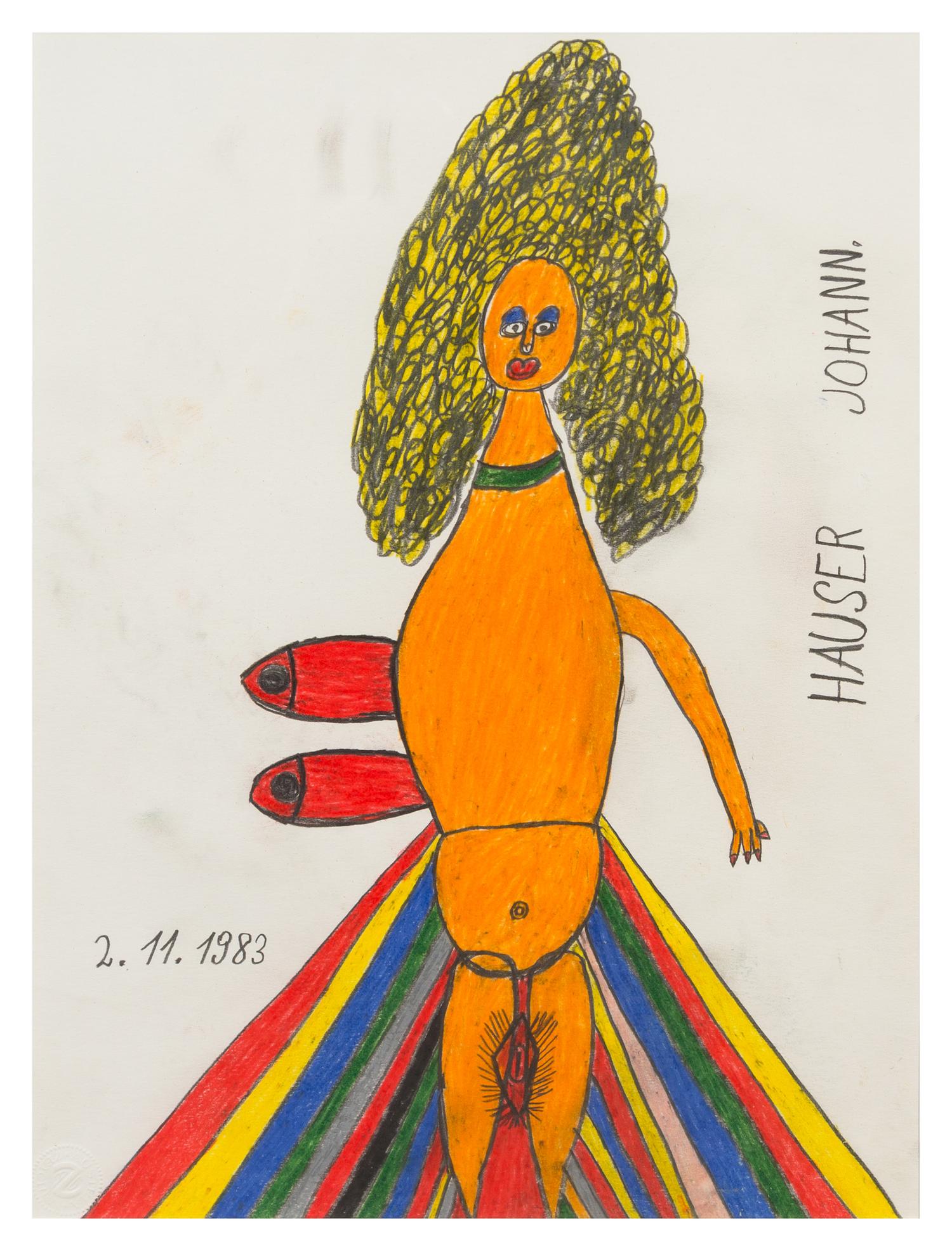 Johann Hauser, (Czechoslovakian, 1926-1996), Drawing of a Woman, 1983