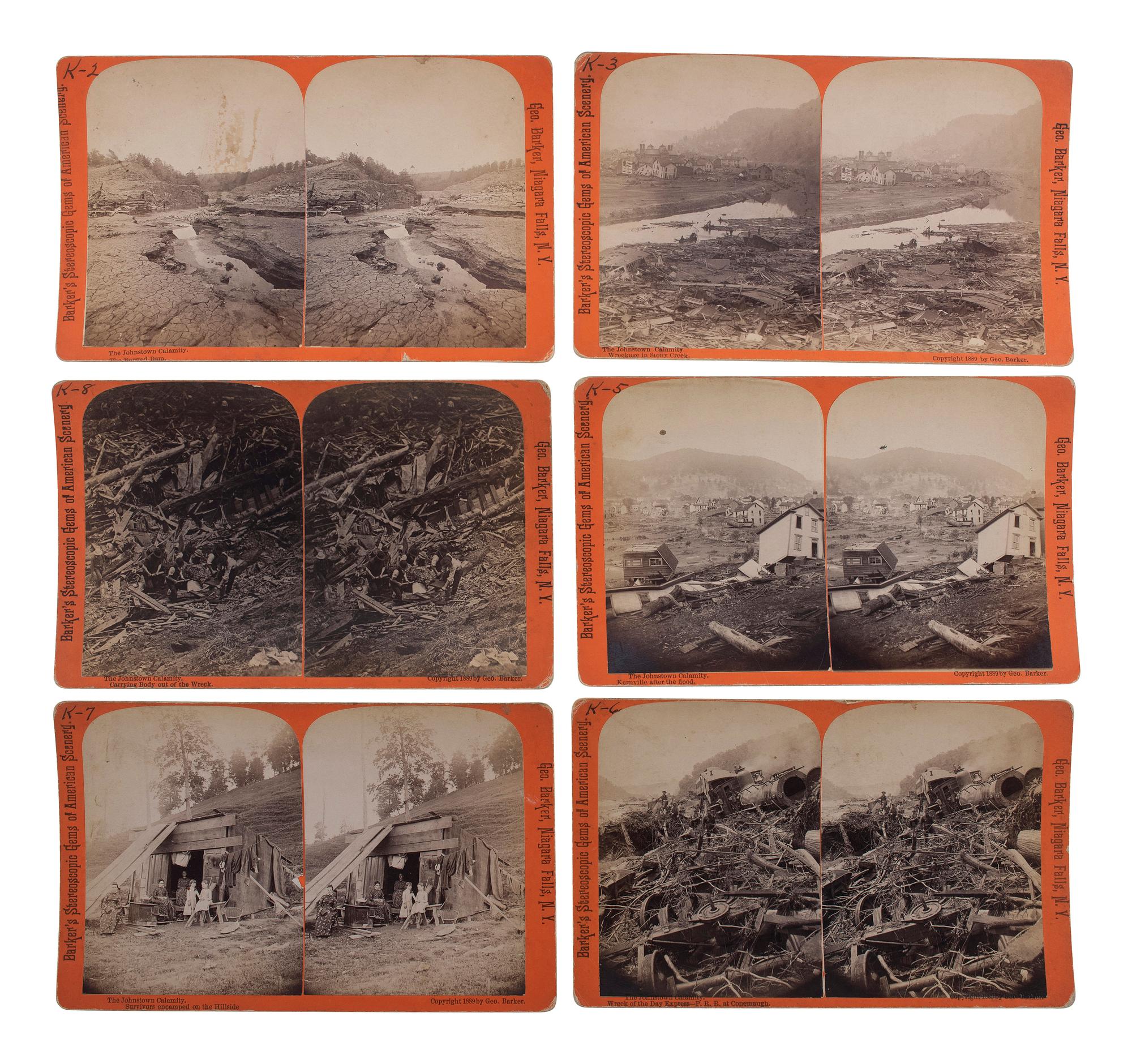 [EARLY PHOTOGRAPHY]. A group of 19 stereoviews highlighted by images of the Saint Paul, Minnesota Ice Carnival and the aftermath of the Johnstown Flood, Pennsylvania.