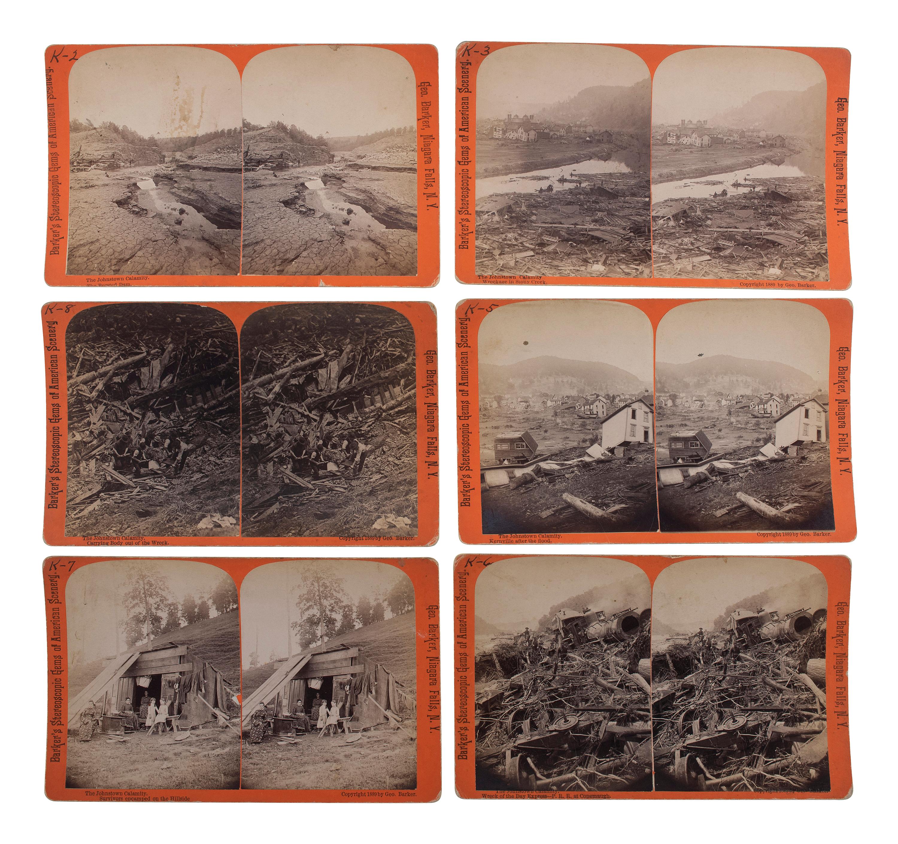 [EARLY PHOTOGRAPHY]. A group of 19 stereoviews highlighted by images of the Saint Paul, Minnesota Ice Carnival and the aftermath of the Johnstown Flood, Pennsylvania.
